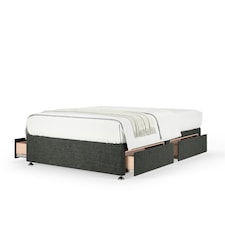 Signature Platinum 2000 Pocket Sprung Charcoal Linen 4 Drawer Divan Set Small Double