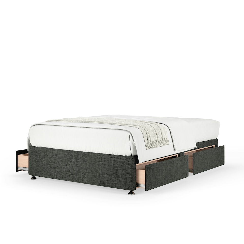 image 1 of Signature Platinum 2000 Pocket Sprung Charcoal Linen 4 Drawer Divan Set Small Double