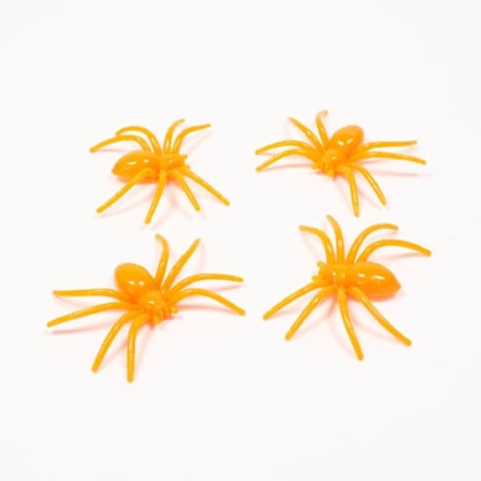 image 1 of Halloween Decorative Orange Spiders - Pack of 4