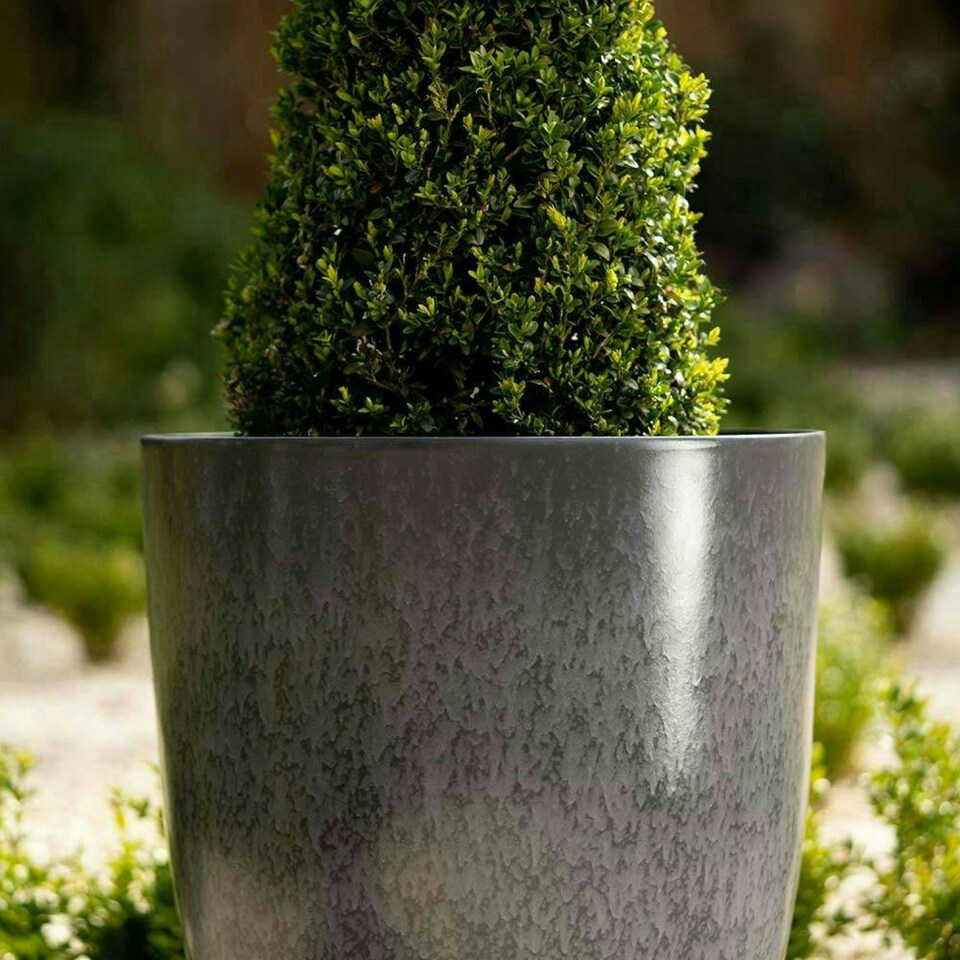 image 1 of Primrose Garden Tall Round Flower Plant Pot Planter Grey 43 x 35 x 35cm