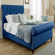 Sally Linen King Bed Frame - Blue
