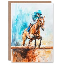 Horse Racing Track Sport Animal Action Shot Him Her Birthday Card