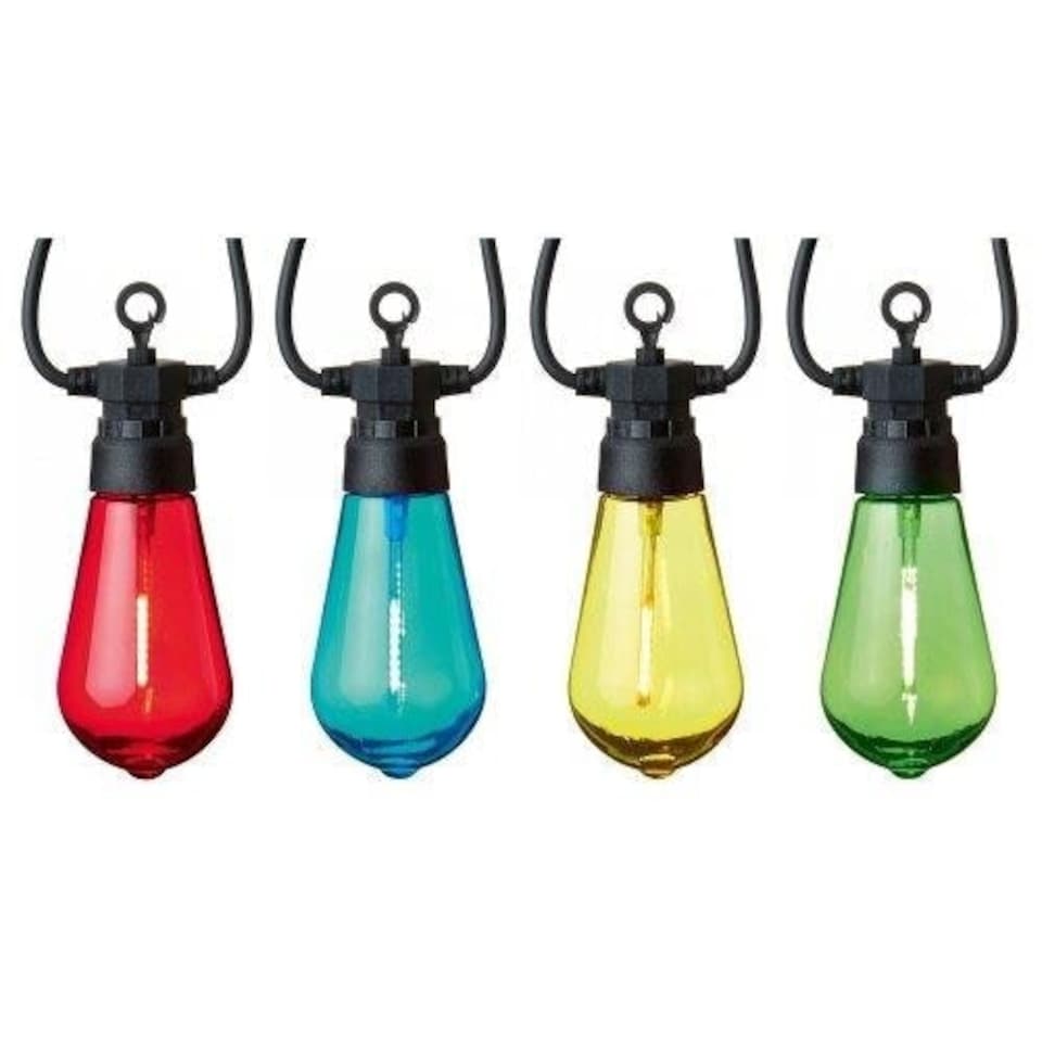 image 1 of Premier Festoon Lights Straight 10 LED Bulbs Multi-Coloured 4.5m