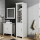 image 5 of Living and Home Rustic & 3 Shelves Freestanding Bathroom Tall Cabinet - White