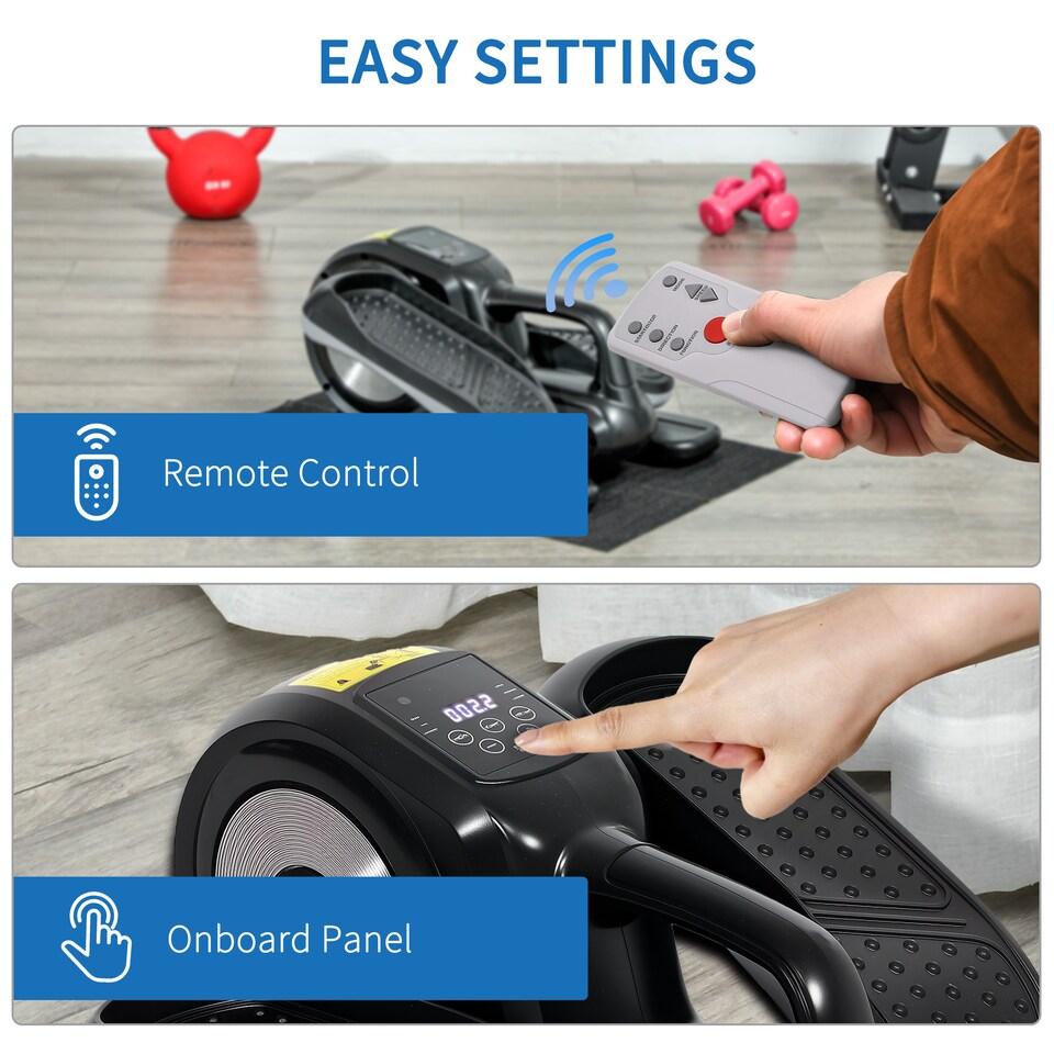 image 1 of SPORTNOW Mini Elliptical Machine, Seated Pedal Exerciser w Remote Control