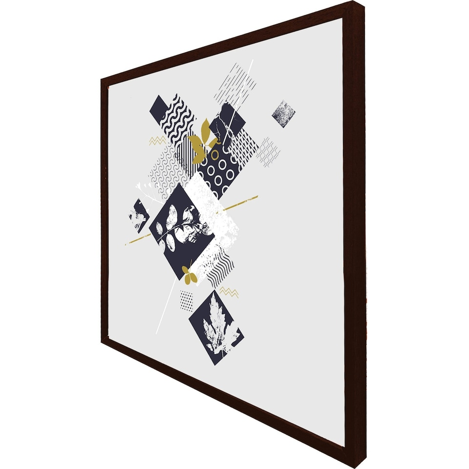 image 1 of Geometric squares & leaves (Picture Frame) Brown | Oak | XL