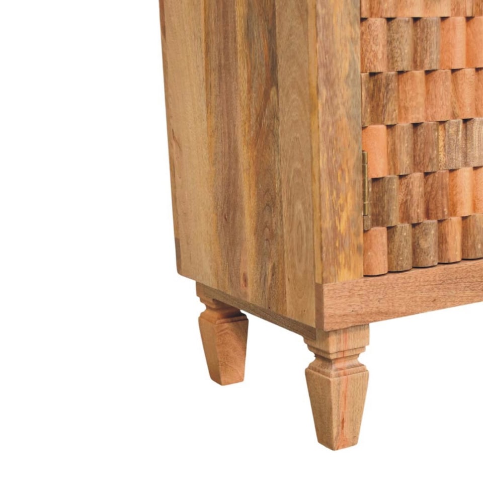 image 1 of Artisan Furniture Solid Wood Cadiz Carved Block Storage Cabinet