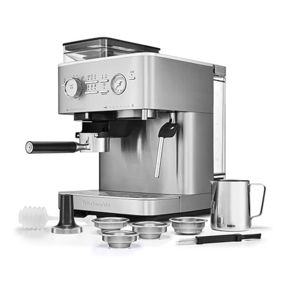 image 1 of KitchenAid Semi Automatic Espresso Machine with Burr Grinder Stainless Steel