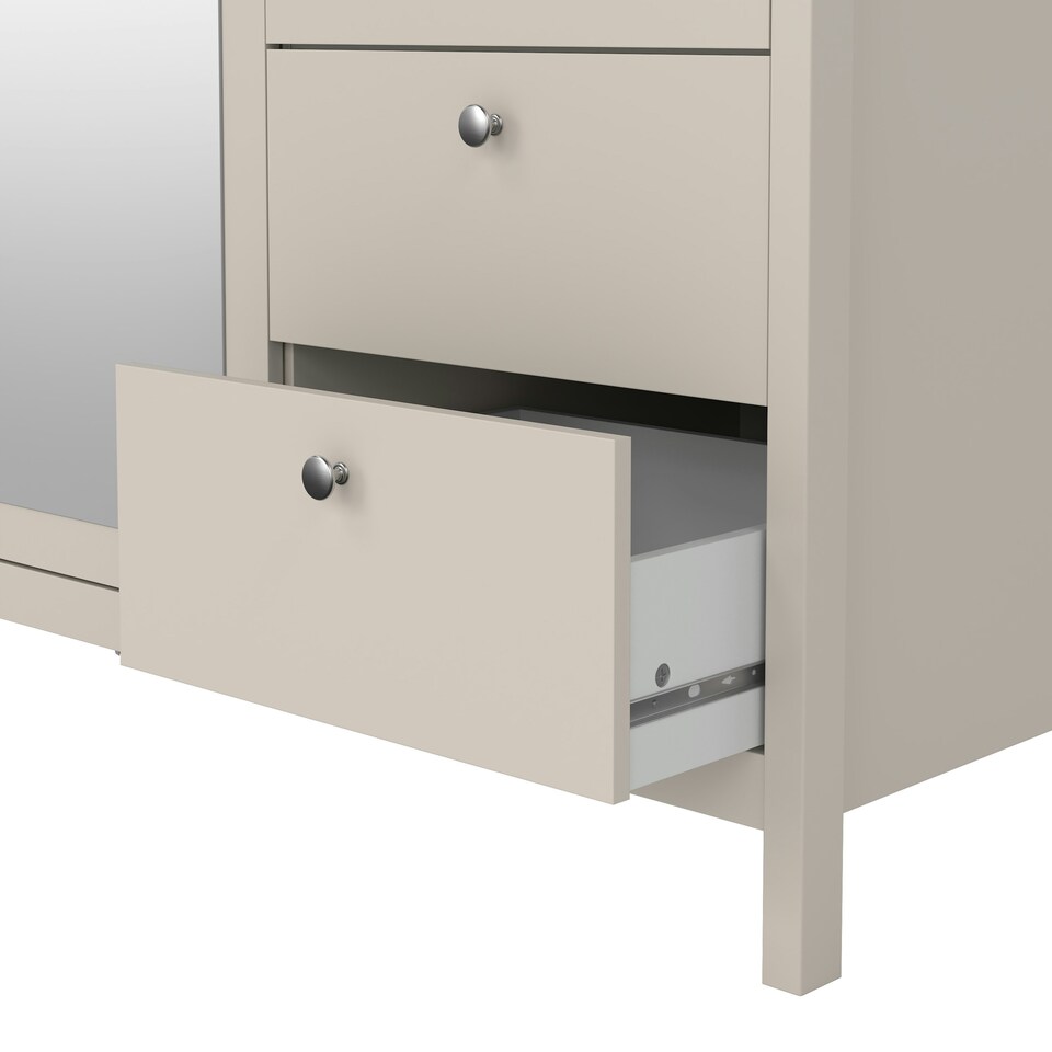 image 1 of Madrid Wardrobe with 2 Doors + 1 Mirror Door + 2 Drawers in Cashmere Cream
