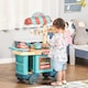 image 1 of HOMCOM 50 Pcs Kids Kitchen Play set Fast Food Trolley Cart Pretend Playset Toys with Play Food Cashier Register Accessories Gift for Boys Girls Age 3-6