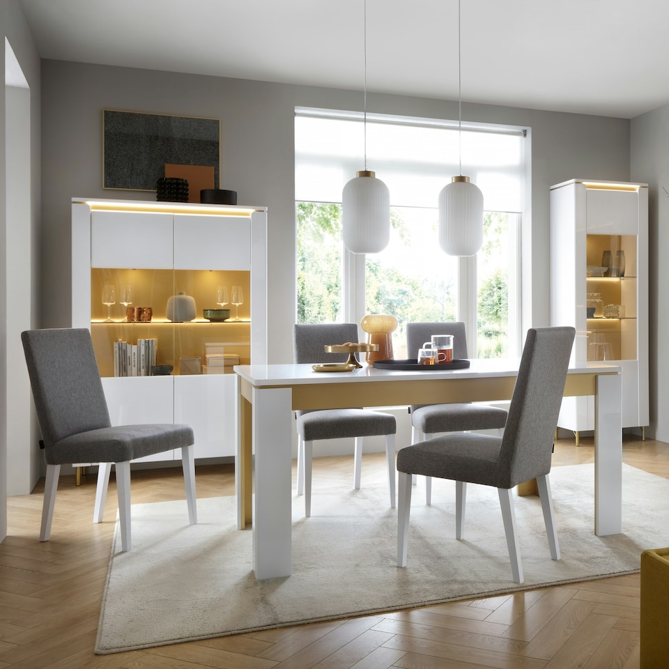 image 1 of Lazio Vitrin 2 Door in Alpine White/White Gloss