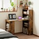 image 2 of HOMCOM 120cm Computer Desk Bookshelf Writing Table 6 Shelves Brown | Brown | Rustic Brown Wood-Effect | 120L x 55D x 120Hcm