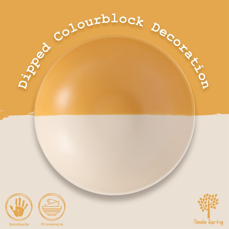 image 1 of Nicola Spring Dipped Stoneware Pasta Bowls - 20.5cm - Burnt Orange - Pack of 4 | Orange | Burnt Orange