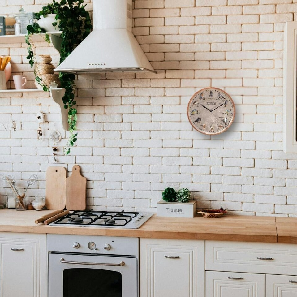 image 1 of Marco Paul 30cm Bird Design Garden Clock and Thermometer | Cream