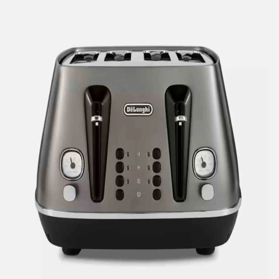 DeLonghi 4 Slice Distinta X Stainless Steel Toaster Titanium Chrome