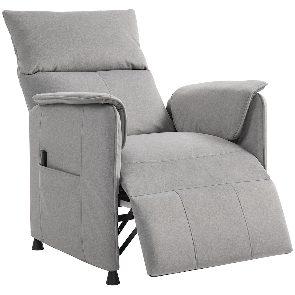 image 1 of HOMCOM Power Recliner Chair, Electric Reclining Chair for Elderly with Remote Control and Pocket Springs, Velvet Upholstered Recliner with Silent Motor and Side Pockets, for Living Room, Grey | Grey