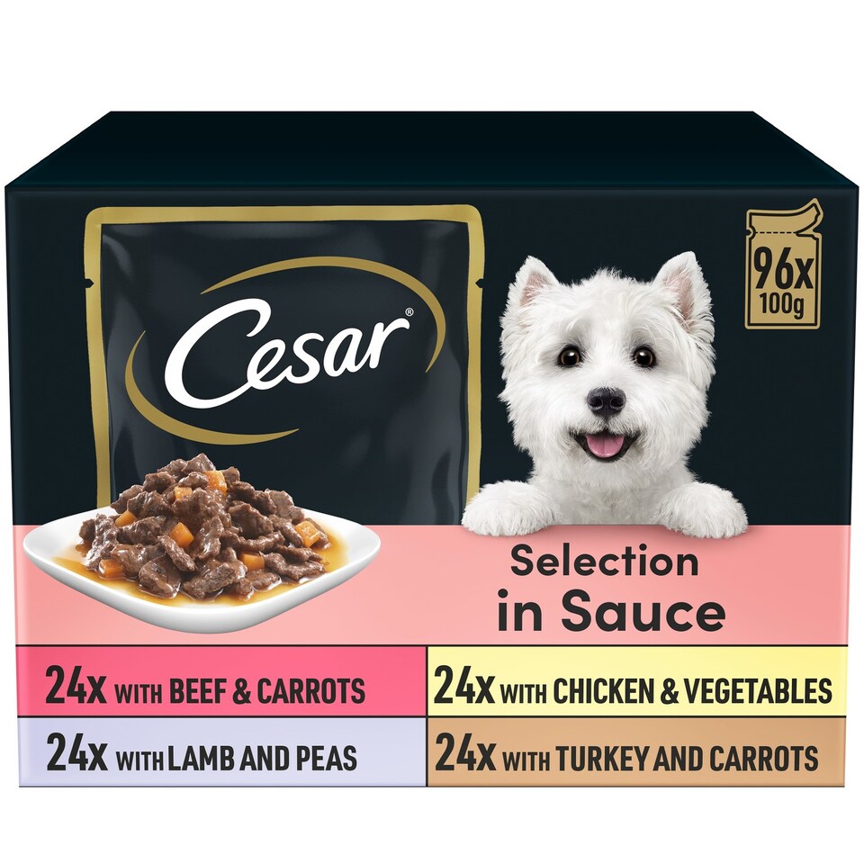 image 1 of 96 x 100g Cesar Luxury Adult Wet Dog Food Pouches Mixed Favourites In Sauce