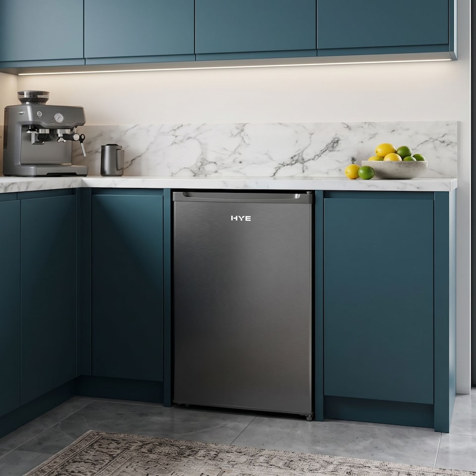 image 1 of HYE Under Counter Freezer 60 Litre Freestanding 48cm Reversible Door - Silver - RF01UCFR60S01