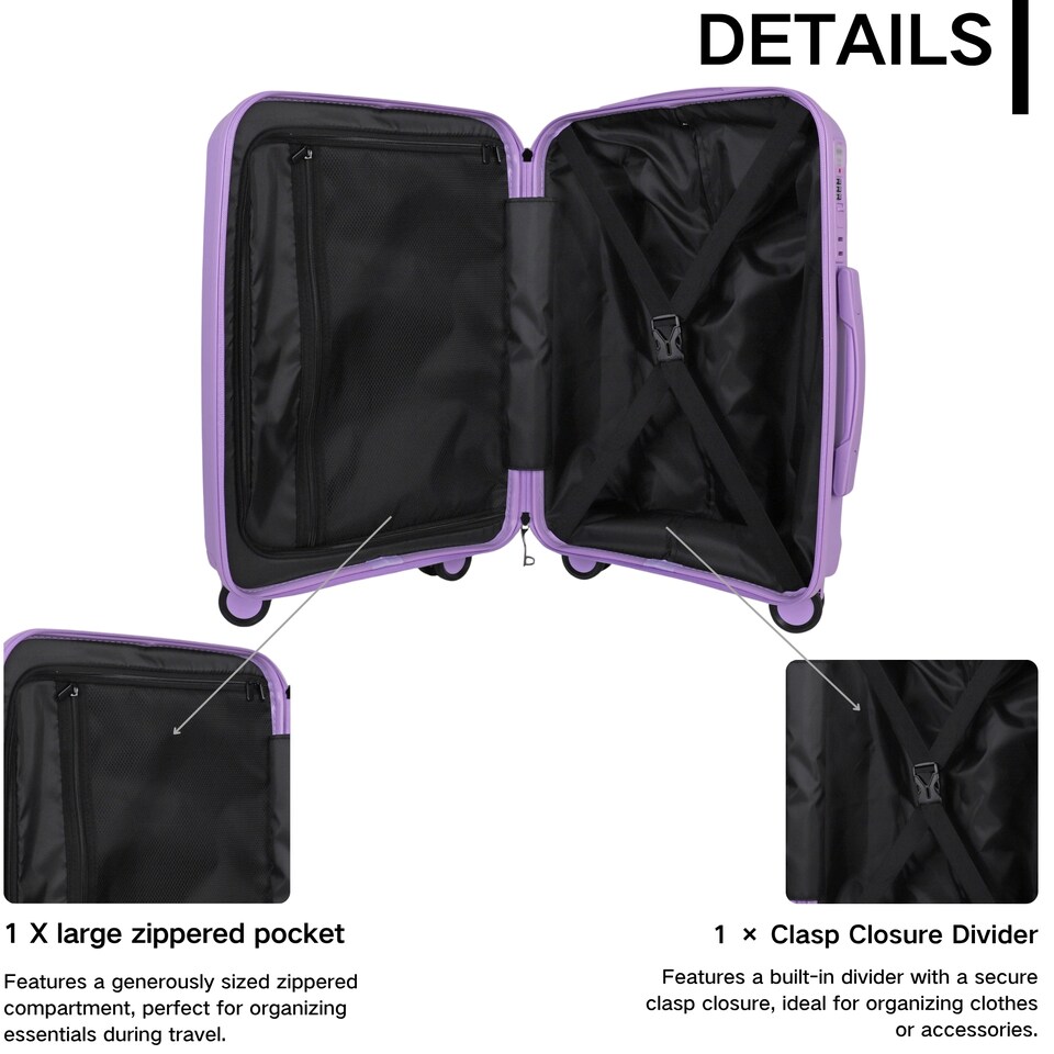 image 1 of Cabin Suitcase Small 20’ Inch Hard Shell Hand Luggage - Lightweight & Durable, USB Charging Port, Secure TSA Lock, Dual Spinner Wheels