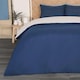 image 2 of OHS Microfibre Reversible Plain Duvet Cover and Pillowcase Set, Single - Grey/Navy Blue