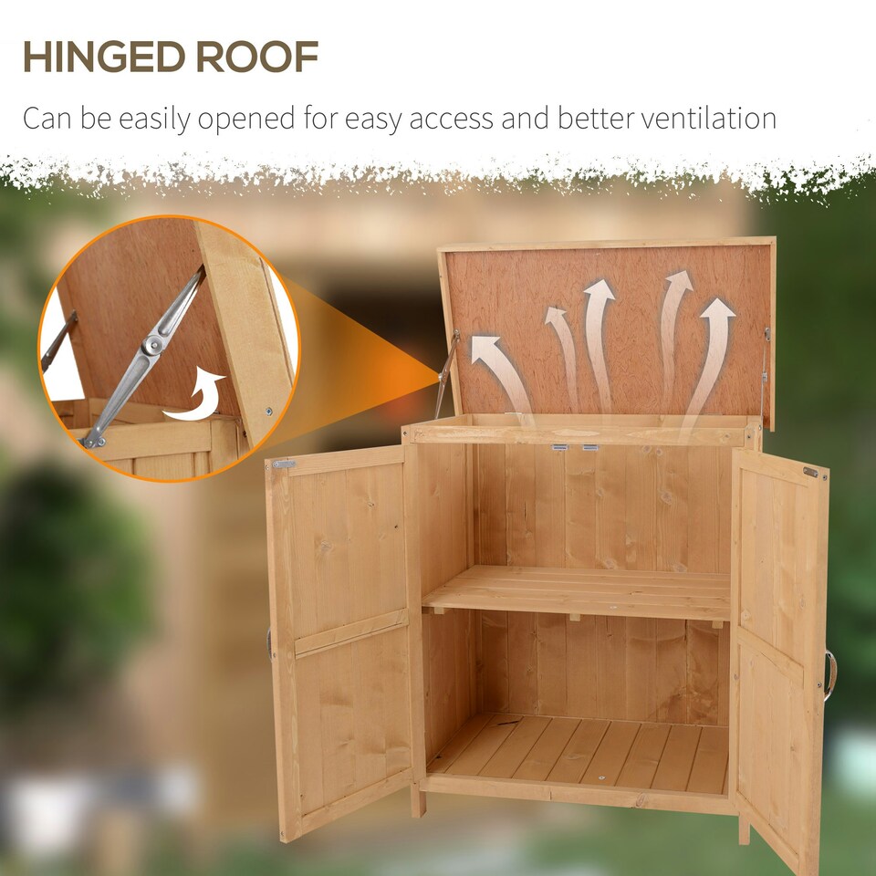 image 1 of Outsunny Wooden Garden Shed Tool Storage House, 74x43x88cm, Natural