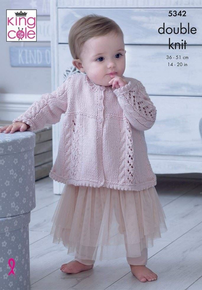 King Cole Finesse Cotton Silk DK Knitting Pattern 5342, Jackets, Headwear, Blankets and Cushiosn for Babies - 14 - 20 Inches