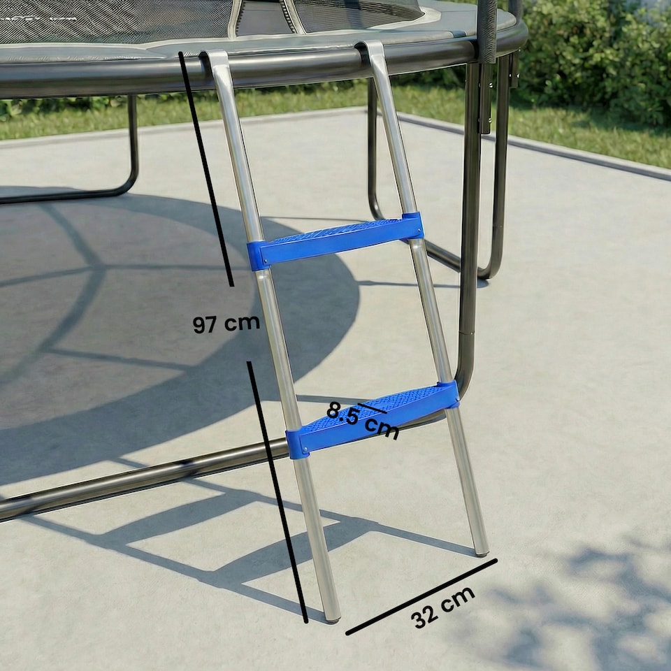 image 1 of SPORTNOW Trampoline Ladder, 2-Steps with Horizontal Wide Steps, Galvanised