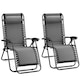 image 1 of VonHaus Set of 2 Padded Folding Zero Gravity Sun Lounger Chairs for Garden Grey