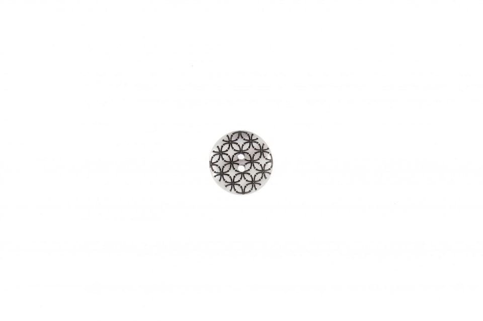 Trimits Pearl & Black 23mm Geometric Round Buttons for Dressmaking - each