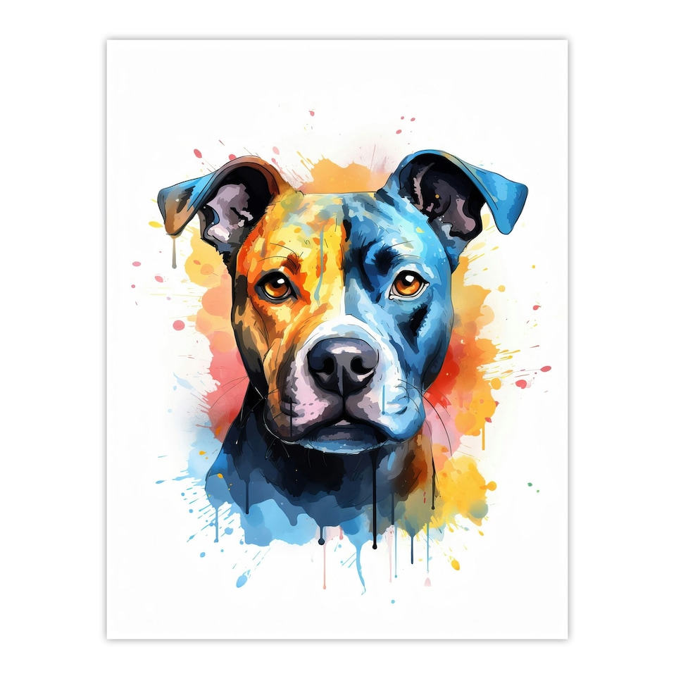 image 1 of Staffordshire Bull Terrier Staffy Dog Lovers Black Framed Wall Art Print A4