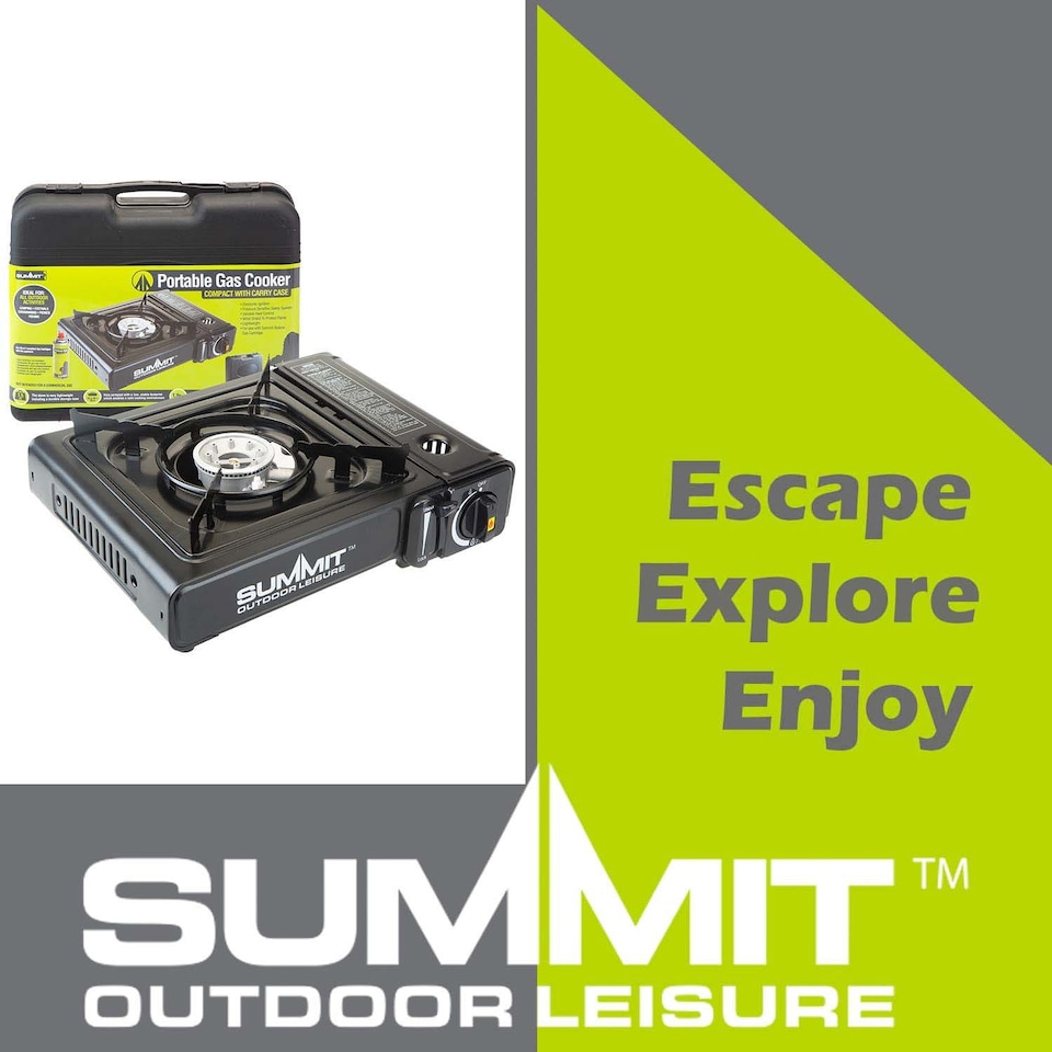image 1 of vfm-estore Portable Gas Stove with Electronic Ignition and Wind Shield - Black