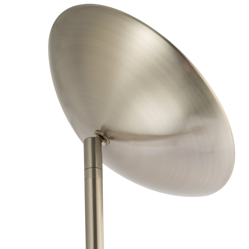 image 1 of Modern LED Uplighter Metal Floor Lamp in Satin Nickel with Memory Dimmer Button | Silver