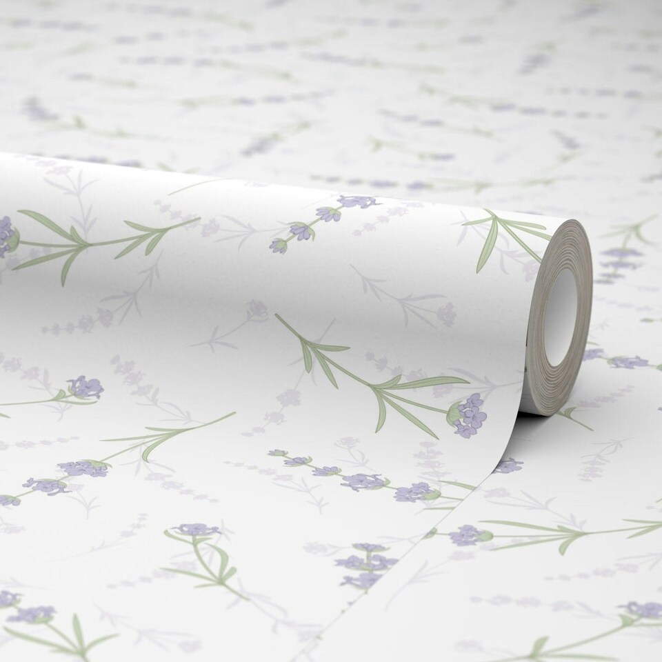 image 1 of Lavender Cascade Wallpaper in White Multi