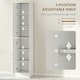 image 4 of kleankin Tall Bathroom Cabinet with Mirror, High Gloss White | White | 162H x 32W x 28D cm