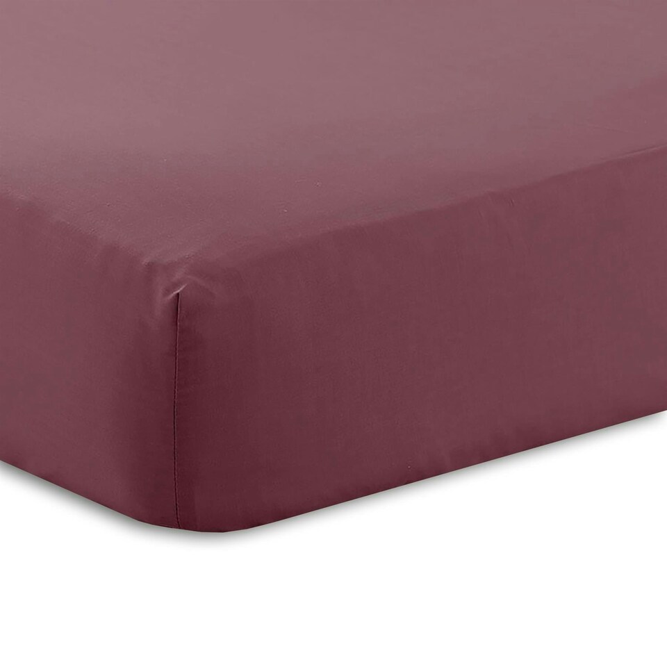 image 1 of Percale 10" Fitted Sheet 180 Thread Count - Plum - Double