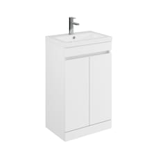 Balterley Floor Standing 2 Door Compact Unit with Polymarble Basin | White | 800 x 500 x 353mm