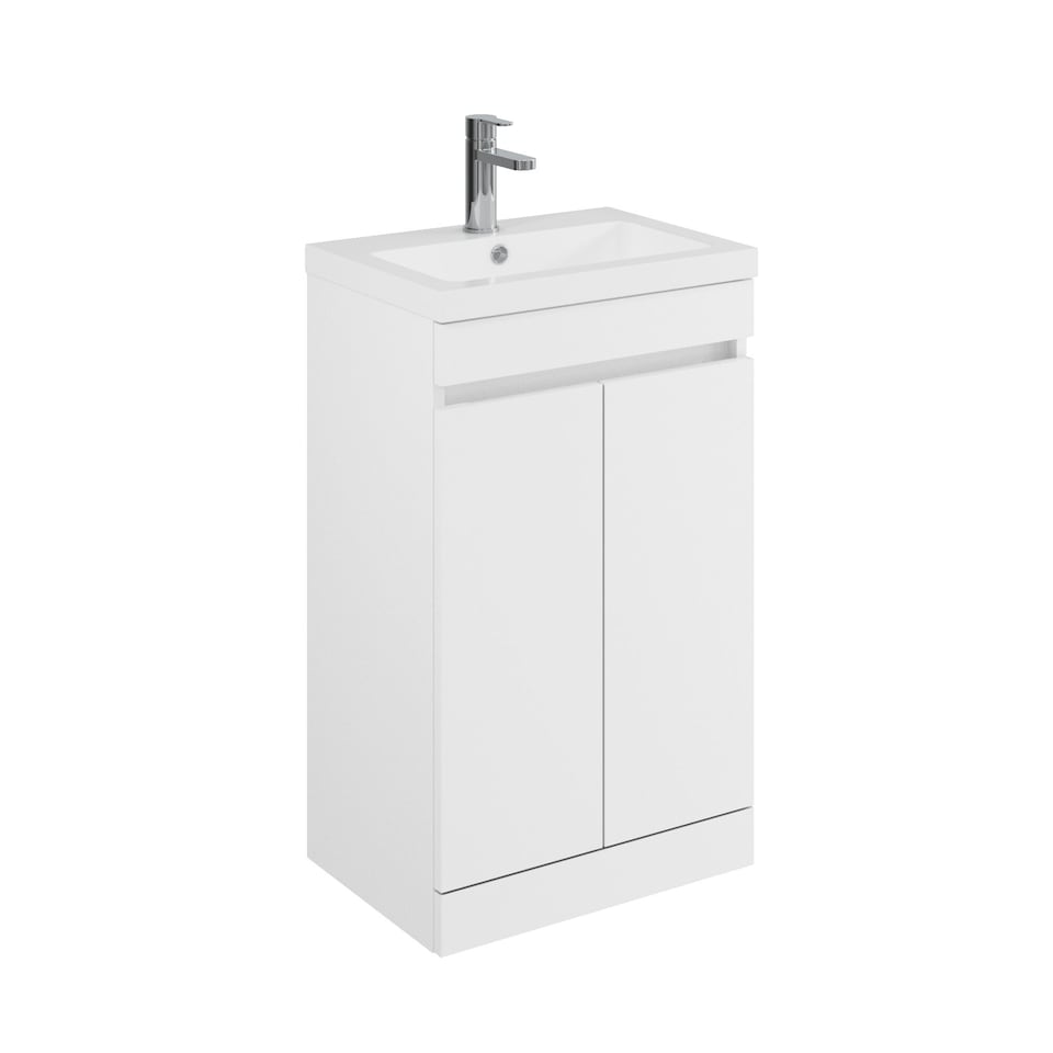 image 1 of Balterley Floor Standing 2 Door Compact Unit with Polymarble Basin | White | 800 x 500 x 353mm