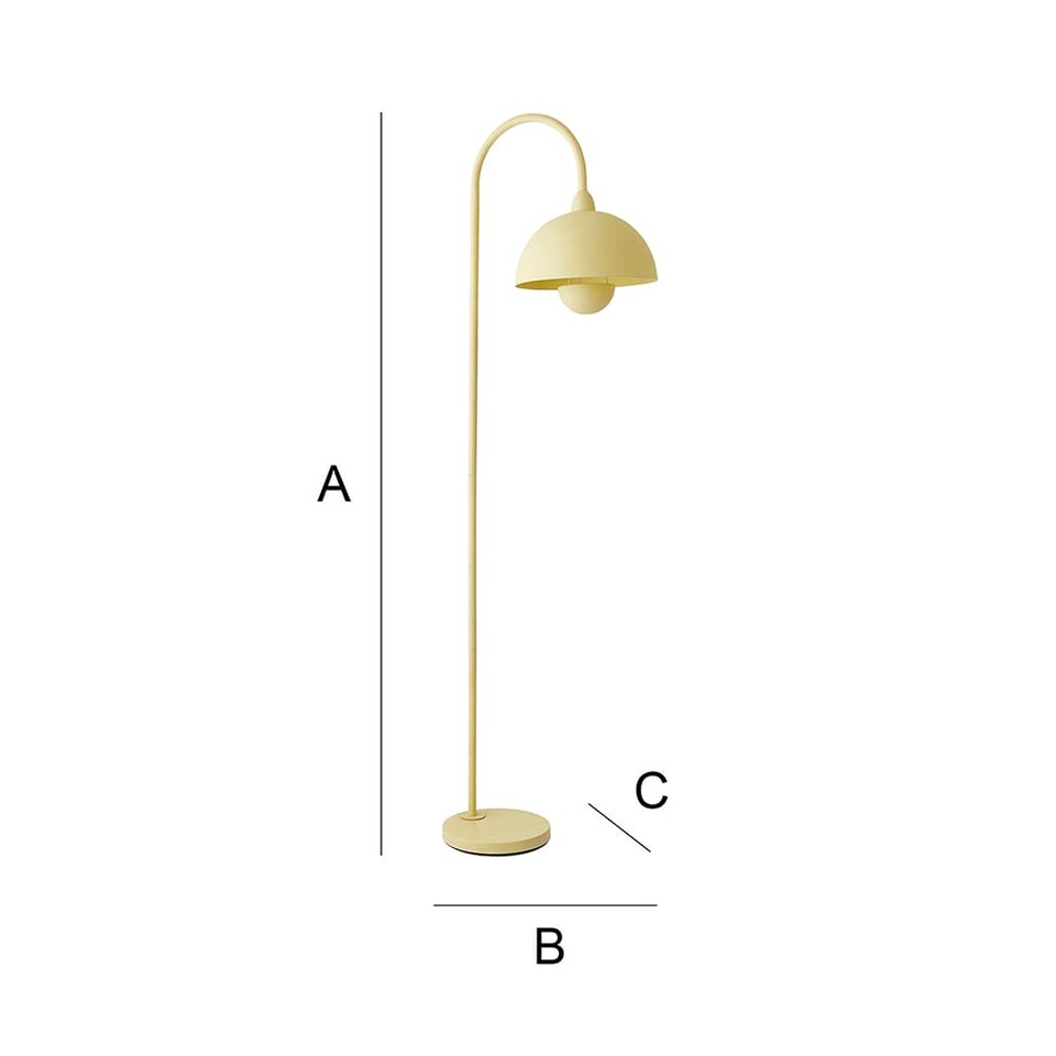 image 1 of ValueLights Tilly Pastel Yellow Arched Dome Shade Metal Floor Lamp | Yellow