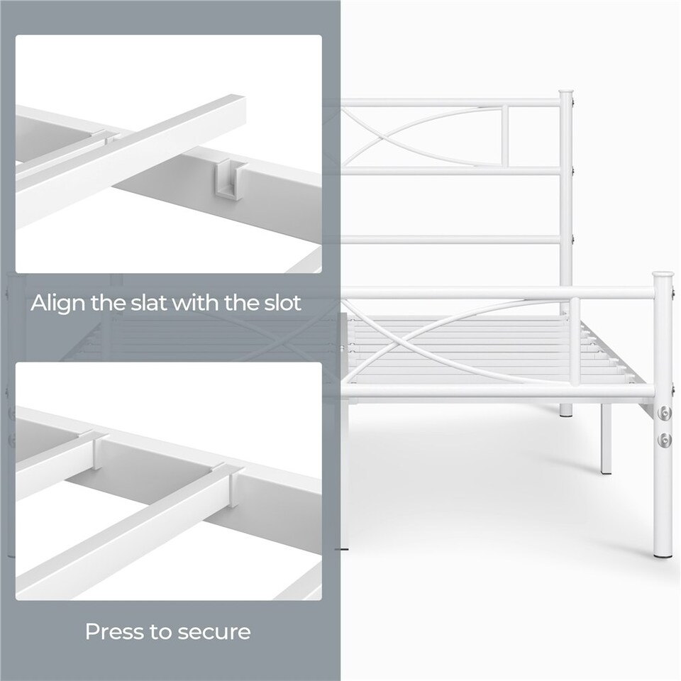 image 1 of Yaheetech 4ft6 Double Minimalist bed foundation with Curved Design Headboard White