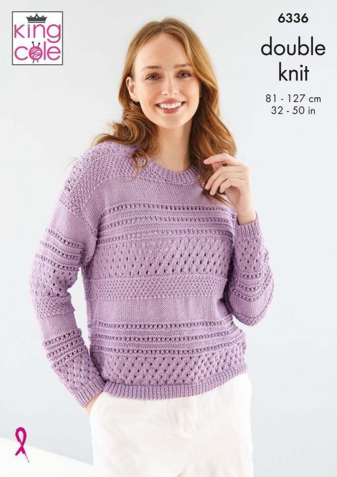 King Cole Bamboo Cotton DK Knitting Pattern 6336, Cardigans and Sweaters for Women - 32 - 50 Inches