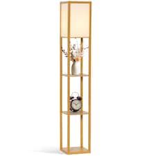 HOMCOM 3Tier Floor Lamp, Floor Light with Storage Shelf, Reading Standing Lamp with Acrylic Shade for Living Room, Bedroom, Kitchen, Dining Room, Office, Dorm, 160cm, Natural