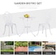image 7 of Outsunny 3 Piece Patio Bistro Set for 2, Outdoor Aluminium Garden Table and Chairs with Umbrella Hole for Balcony, White