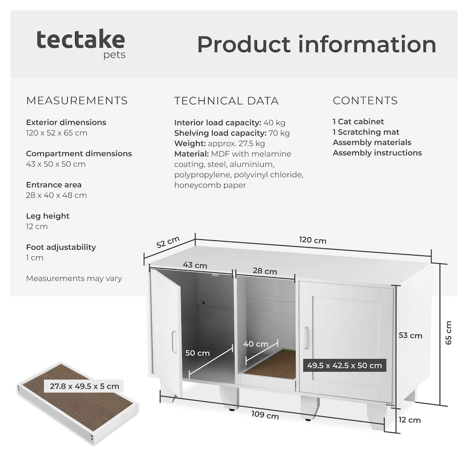 image 1 of Cat Cabinet Freya with Ventilation, Storage and Scratching Mat