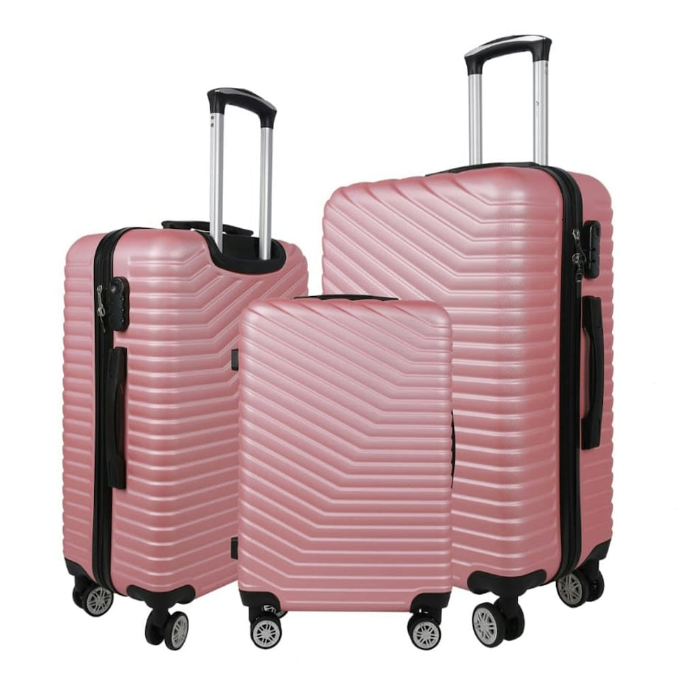 Lightweight Rose Gold Hard Shell ABS Suitcase Set Luggage Travel Trolley Set of 3 Cabin Cases Gold | Rose | Large