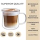 image 7 of Set of 2 Double Walled Glass Mug 450ml Clear