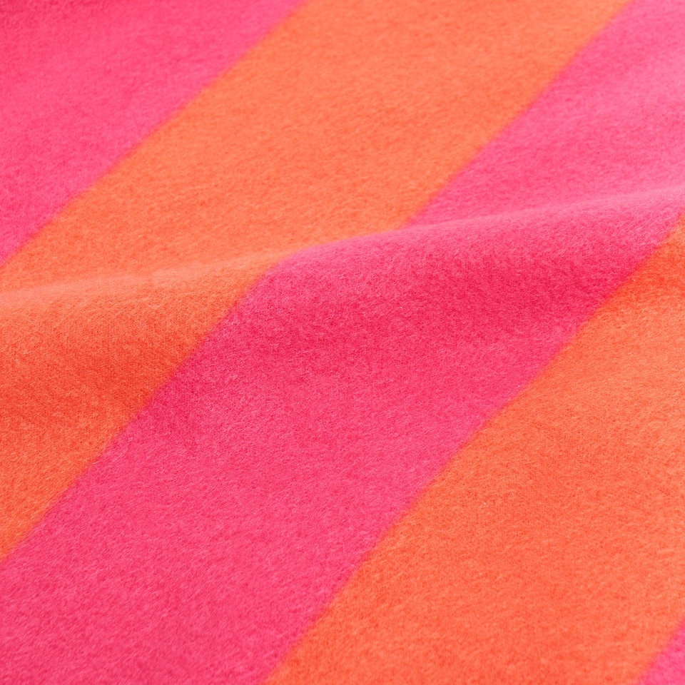 image 1 of OHS Stripes Print Polar Fleece Throw Blanket Lightweight Bedspread | Multi | Orange/Pink