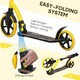 image 3 of HOMCOM Foldable Kick Scooter with Double Shock Absorption and Big Wheels, Height Adjustable Aluminium Frame Big Wheel Scooter for 14 older Teens Adult - Yellow | Yellow | Yellow | 92.5L x 37.5W x 82-97H cm