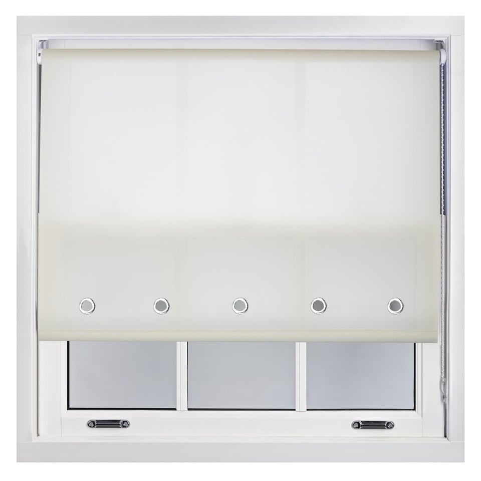 image 1 of FURNISHED Roller Blinds Daylight Round Eyelet Light Filtering Easy Fit Trimmable Window Blind | Cream | Cream | (W) 240cm x (L) 165cm