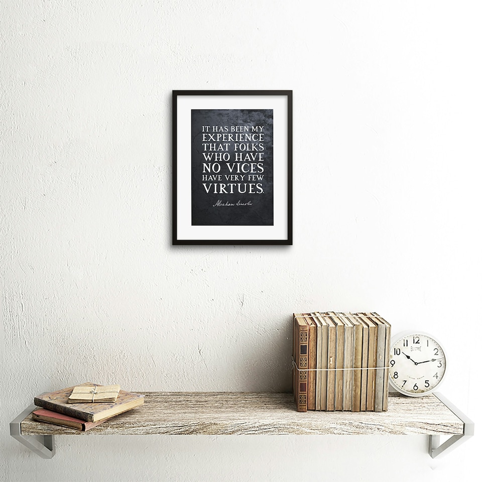 image 1 of Slate Quote Abraham Lincoln Vices Virtues 9x7" Black Framed Wall Art Print