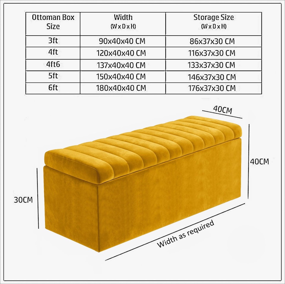 image 1 of 120cm Safar Large Striped Storage Ottoman Box, Mustard Gold Plush Velvet Upholstered Deep Storage Ottoman End of Bed Bench